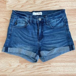 KanCan Cuffed Rolled Denim Jean Shorts Dark Wash M